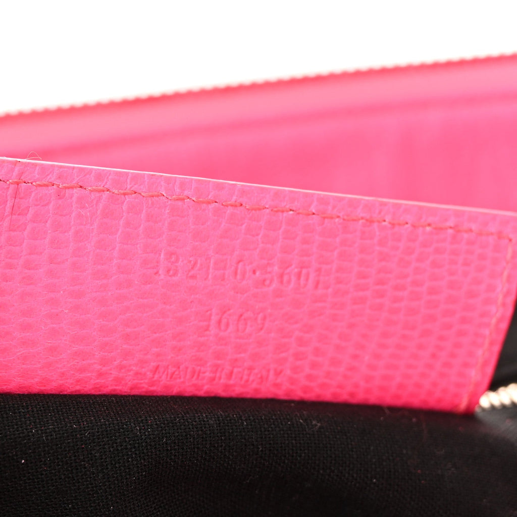Balenciaga Calfskin Lizard Embossed Silver Hardware Work Rose Fluo