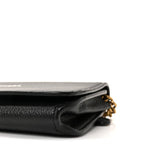 Balenciaga Grained Calfskin Logo Cash Phone Holder Wallet On Chain Black