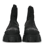Prada Re-Nylon Gabardine Rubber Triangle Logo Womens Monolith 55mm Ankle Boots 38 Black