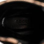 Gucci Flores Calfskin Monogram Maxi GG Nappa Matelasse Double G 40mm Ankle Boots 36.5 Black Camel Ebony