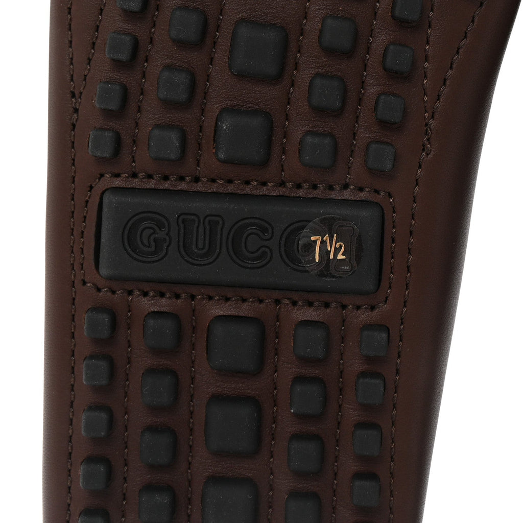 Gucci Soft Clove Calfskin Web Mens Horsebit Driver Loafers 7.5 Cocoa