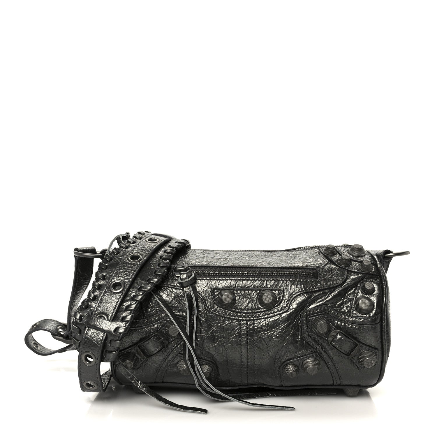Balenciaga Agneau Arena Le Cagole Cylinder Bag Steel Grey