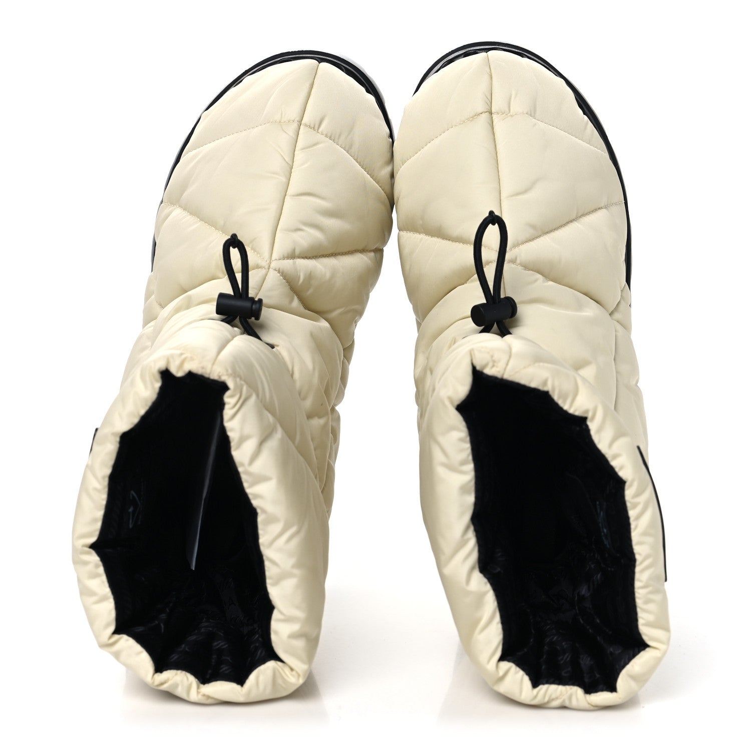 Prada Re-Nylon Piuma Triangle Logo Padded Drawcord 20mm Snow Boots 37 Avorio