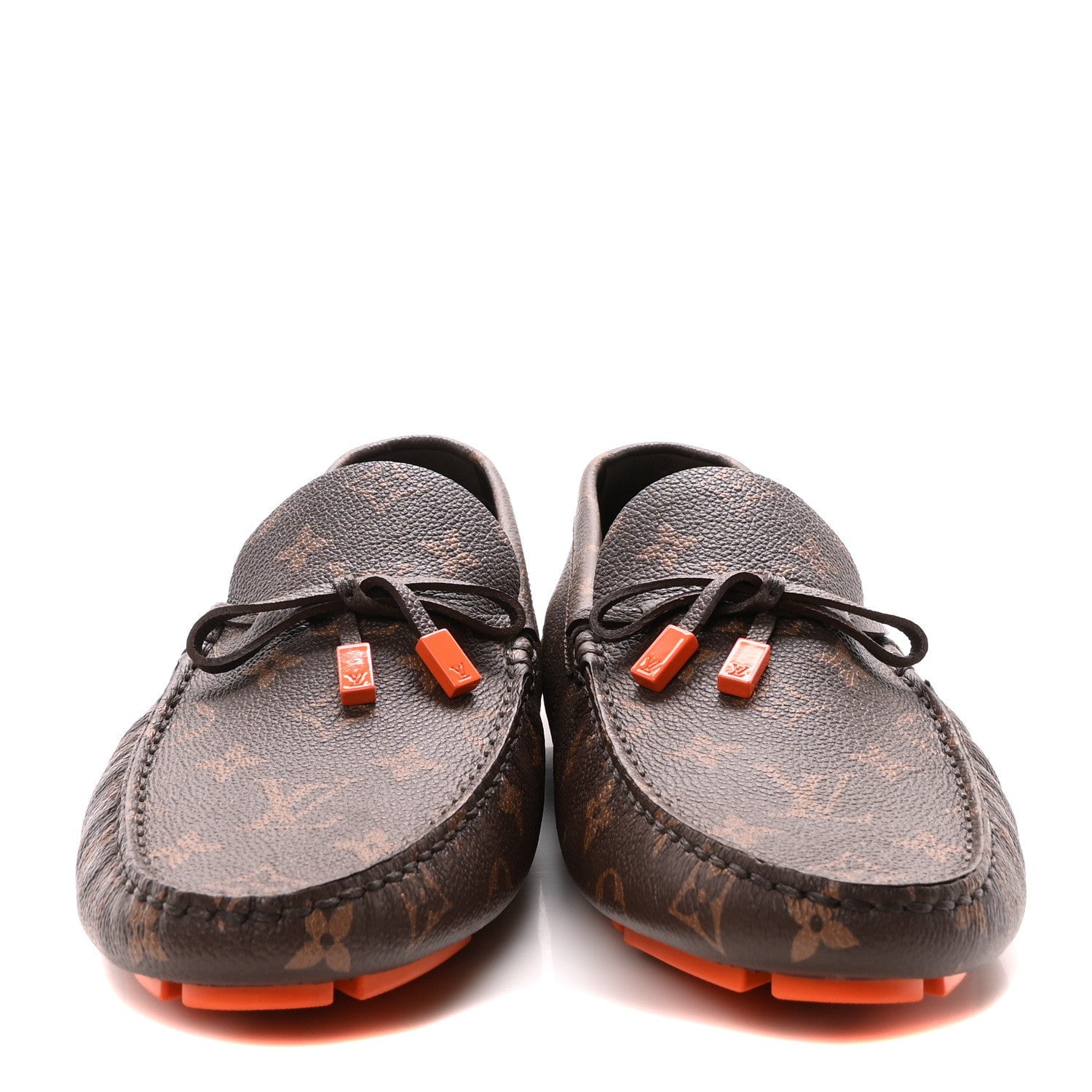 Louis Vuitton Monogram Macassar LV Driver Moccasin Loafers Orange