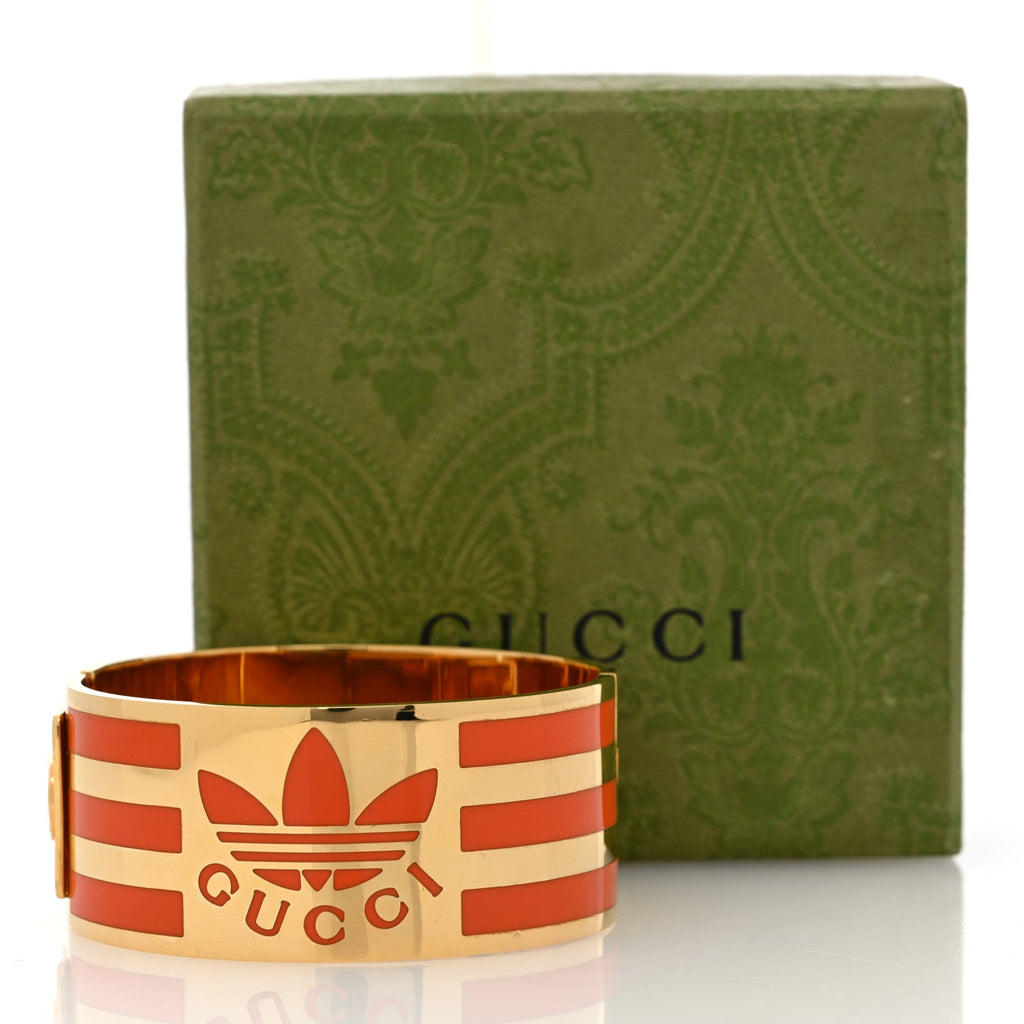 Gucci X ADIDAS Metal Enamel Cuff Bracelet S Orange