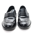 Chanel Shiny Calfskin Logo Loafers 38.5 Black