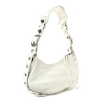 Balenciaga Agneau Arena Le Cagole Shoulder Bag XS Optic White