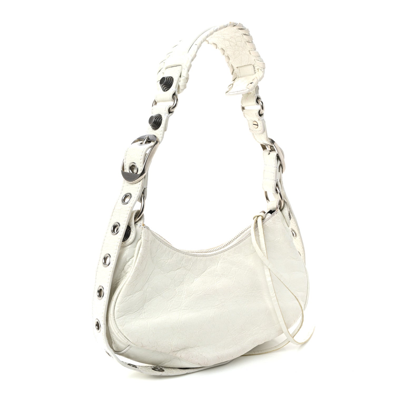Balenciaga Agneau Arena Le Cagole Shoulder Bag XS Optic White