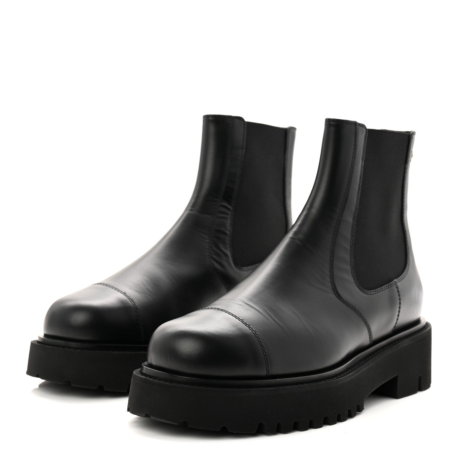 Chanel Calfskin Cap Toe CC Short Boots 39.5 Black