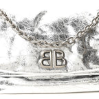 Balenciaga Metallized Arena Calfskin Medium Monaco Chain Shoulder Bag Silver
