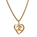 Chanel CC Heart Chain Pendant Necklace Gold