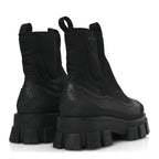 Prada Re-Nylon Gabardine Rubber Triangle Logo Womens Monolith 55mm Ankle Boots 38 Black