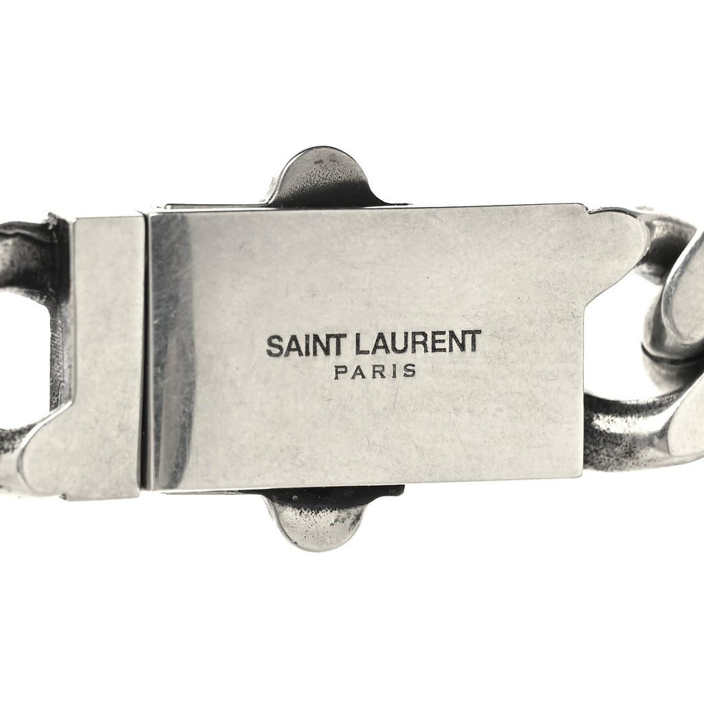 Saint Laurent Metal Curb Chain Necklace Oxidized Silver