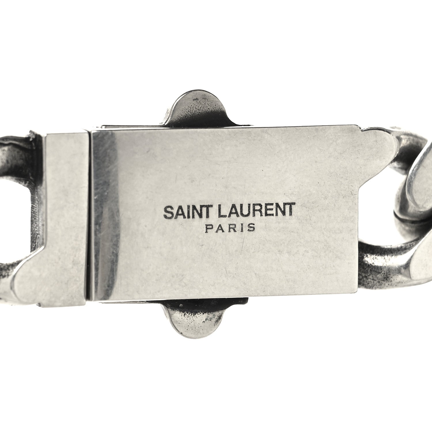 Saint Laurent Metal Curb Chain Necklace Oxidized Silver