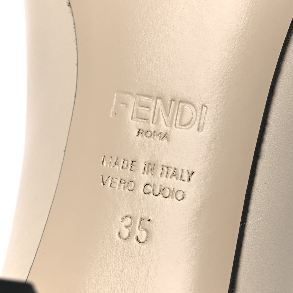 Fendi Vitello Karligraphy Logo FF Ankle Boots 35 White
