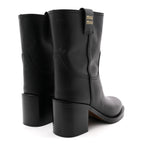 Miu Miu Calfskin Short Moto Boots 37 Black