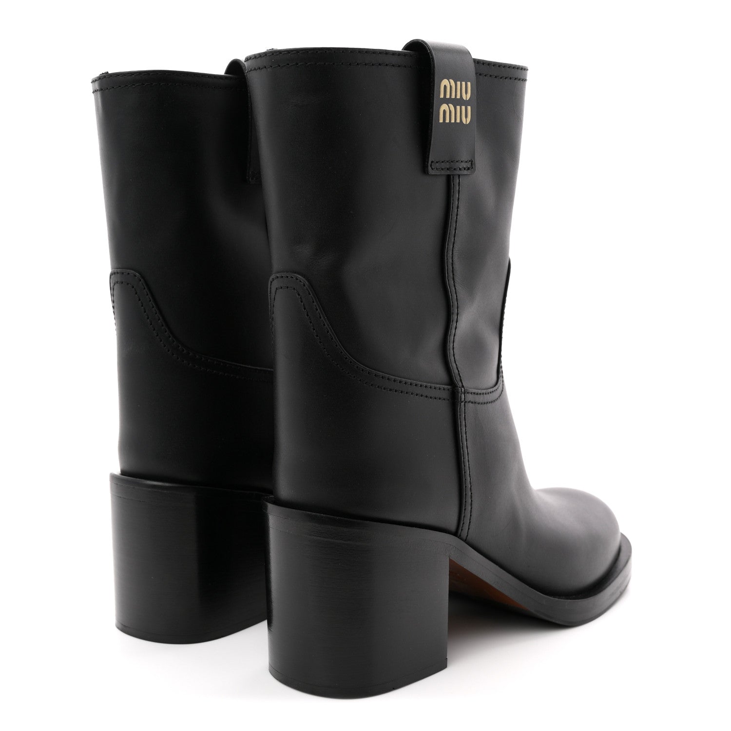Miu Miu Calfskin Short Moto Boots 37 Black