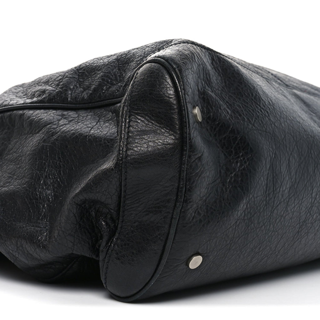 Balenciaga Agneau Classic Silver Hardware Weekender Black