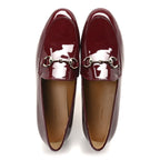 Gucci Vitello Vernice Soft Nappa Womens Jordaan Loafers 36 Rosso Ancora
