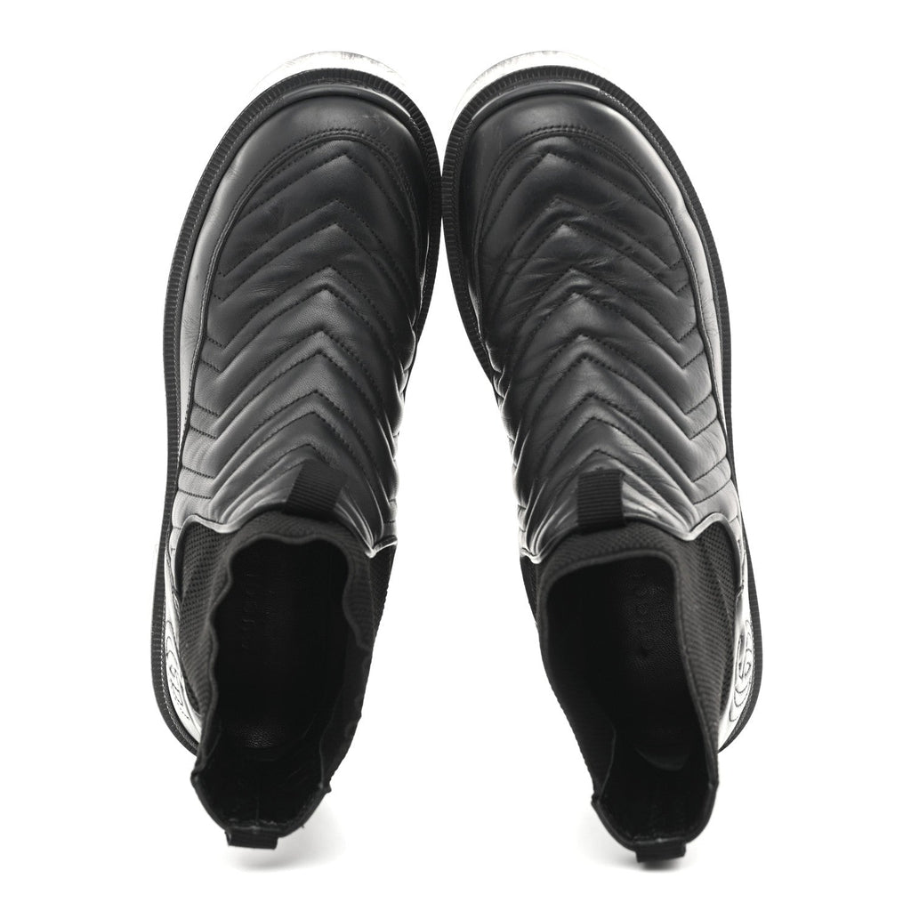 Gucci Calfskin Nappa Matelasse Frances Chelsea Boots 39 Black
