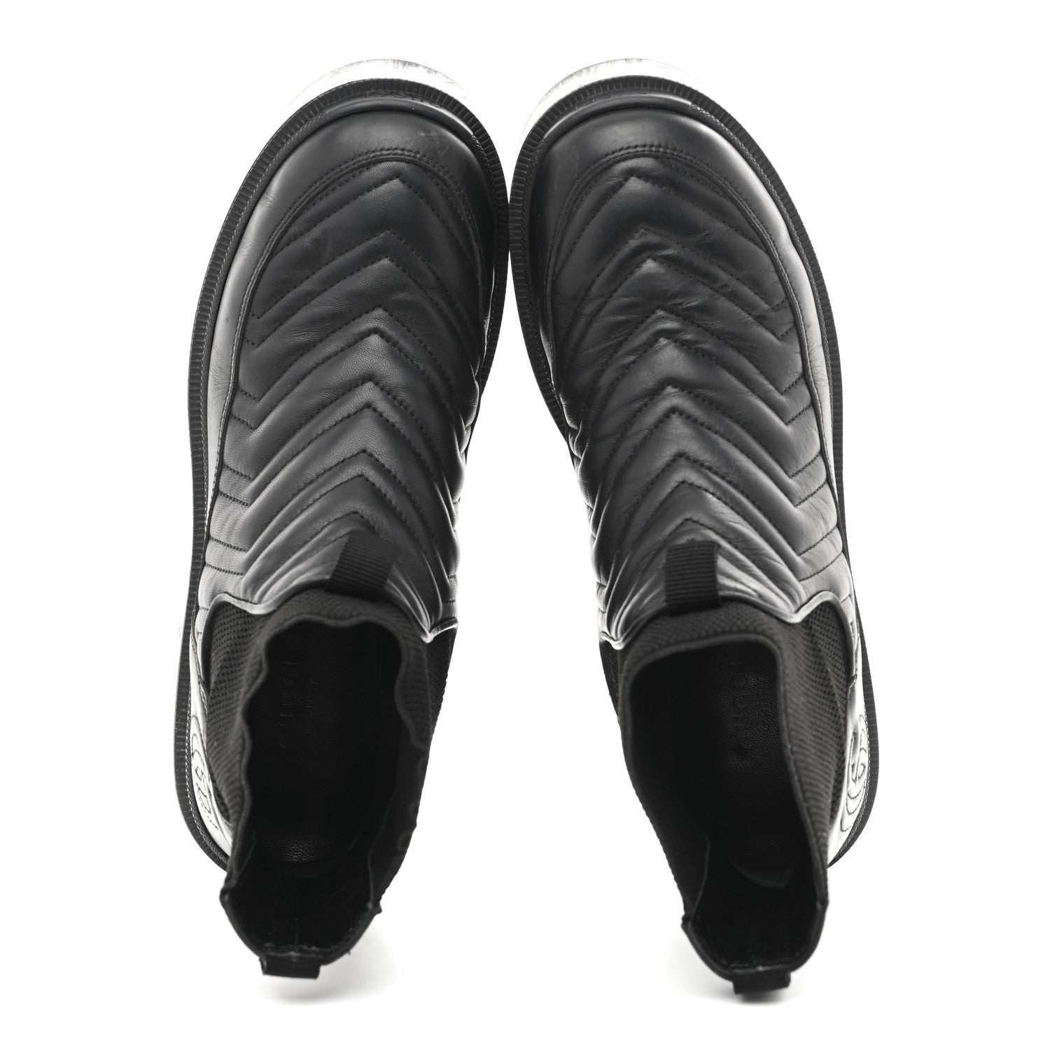 Gucci Calfskin Nappa Matelasse Frances Chelsea Boots 39 Black