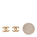 Chanel Metal Textured CC Earrings Gold