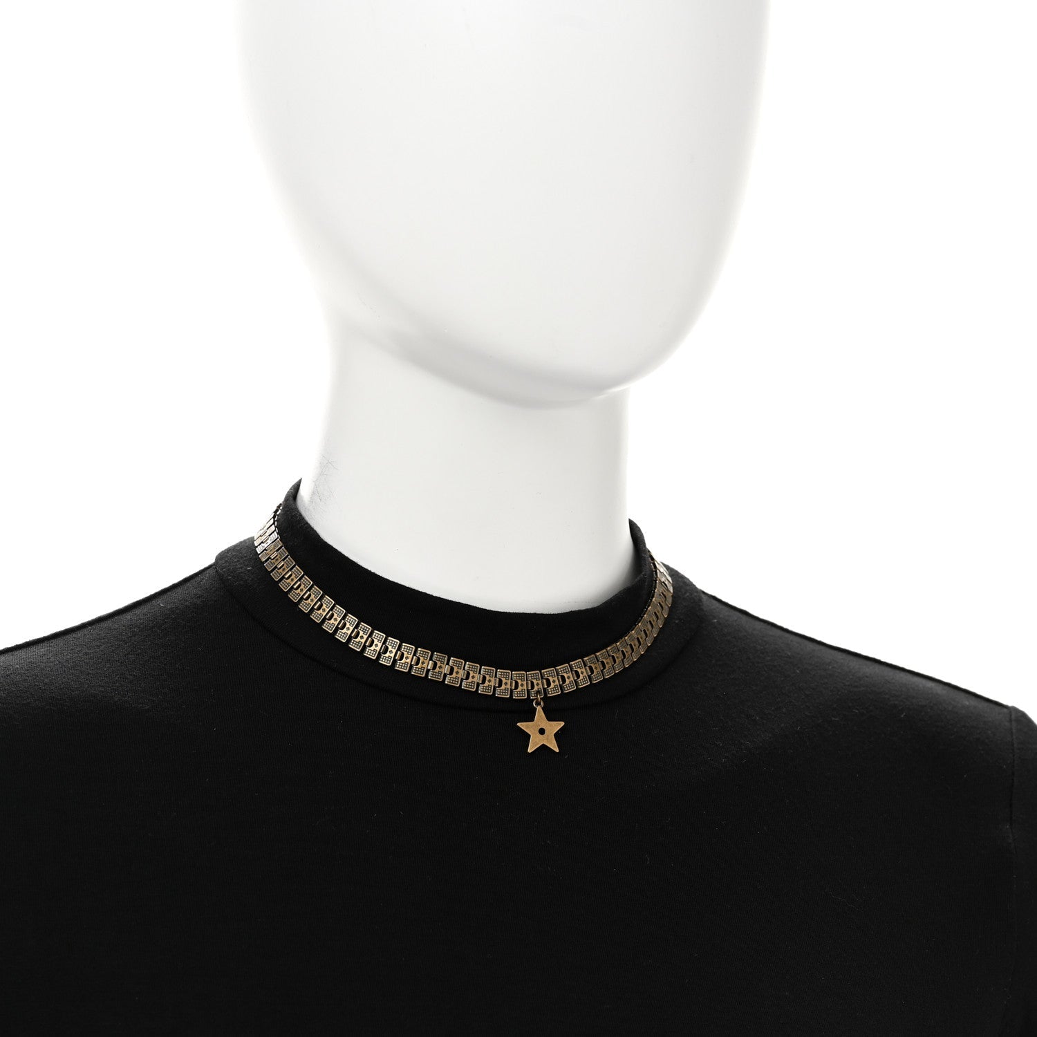 Christian Dior Metal Star Choker Necklace Aged Gold