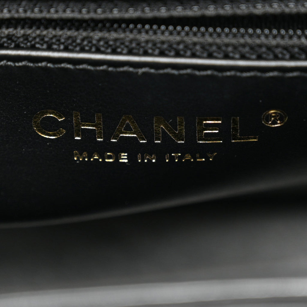 Chanel Shiny Aged Calfskin Quilted Nano Kelly Shopper Black