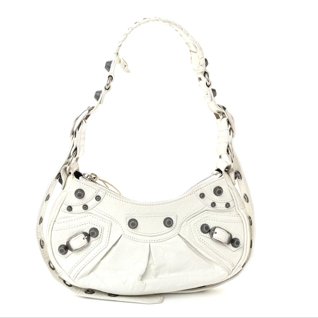 Balenciaga Agneau Arena Le Cagole Shoulder Bag XS Optic White