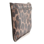 Balenciaga Calfskin Logo Leopard Print Cash Long Coin Card Holder Beige White