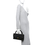 Chanel Lambskin Quilted Medium Rectangular Kelly Flap Bag Black