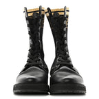 Fendi Calfskin Stretch Fabric Rockoko Biker Boots 36 Tobacco Black Marino