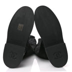 Chanel Suede Lambskin Calfskin Knit Womens High Boots 37 Black
