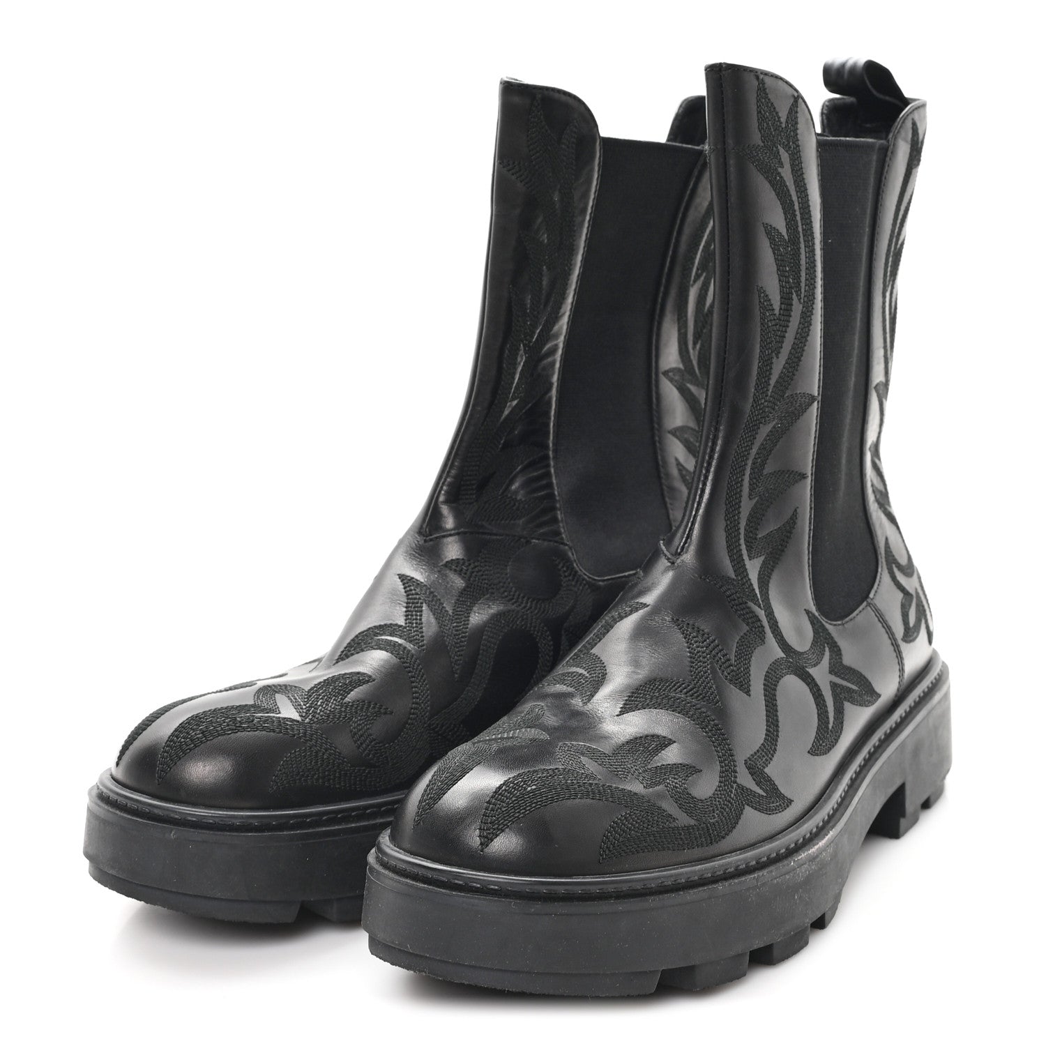 Miu Miu Calfskin Flame Chelsea Boots 41  Black