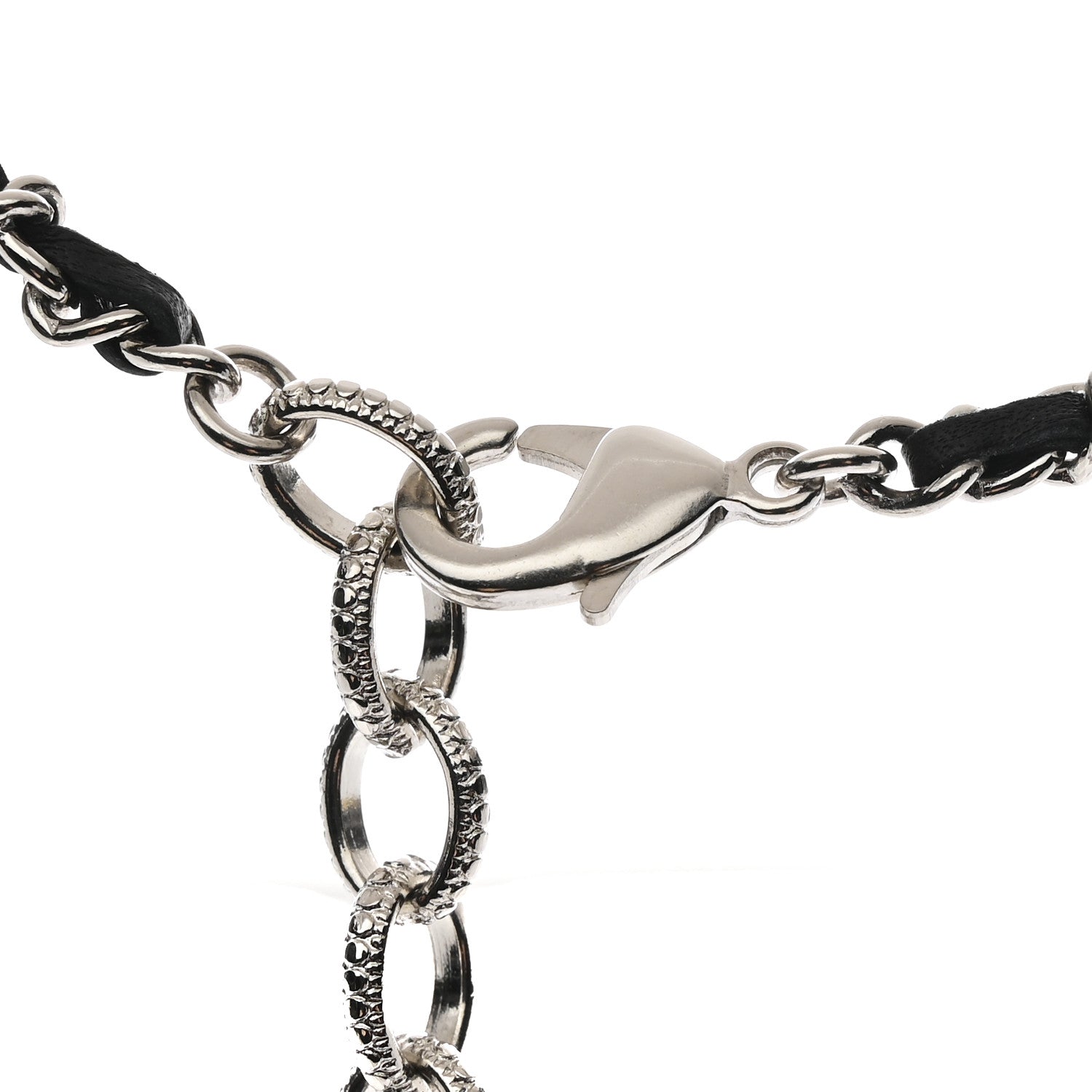 Chanel Resin Crystal Lambskin Ball Mirror Necklace Black Silver