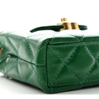 Chanel Shiny Aged Calfskin Quilted Mini Nano Kelly Shopper Green