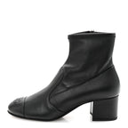 Chanel Stretch Lambskin Cap Toe CC Short Boots 37 Black