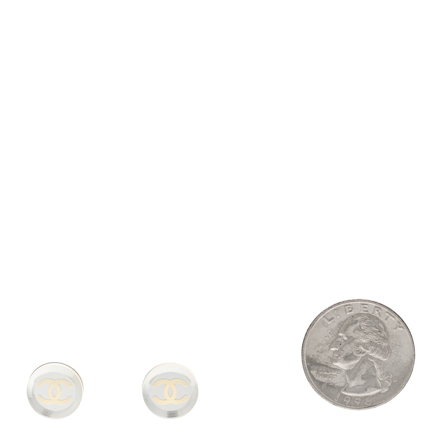 Chanel Mirror Resin CC Earrings Silver