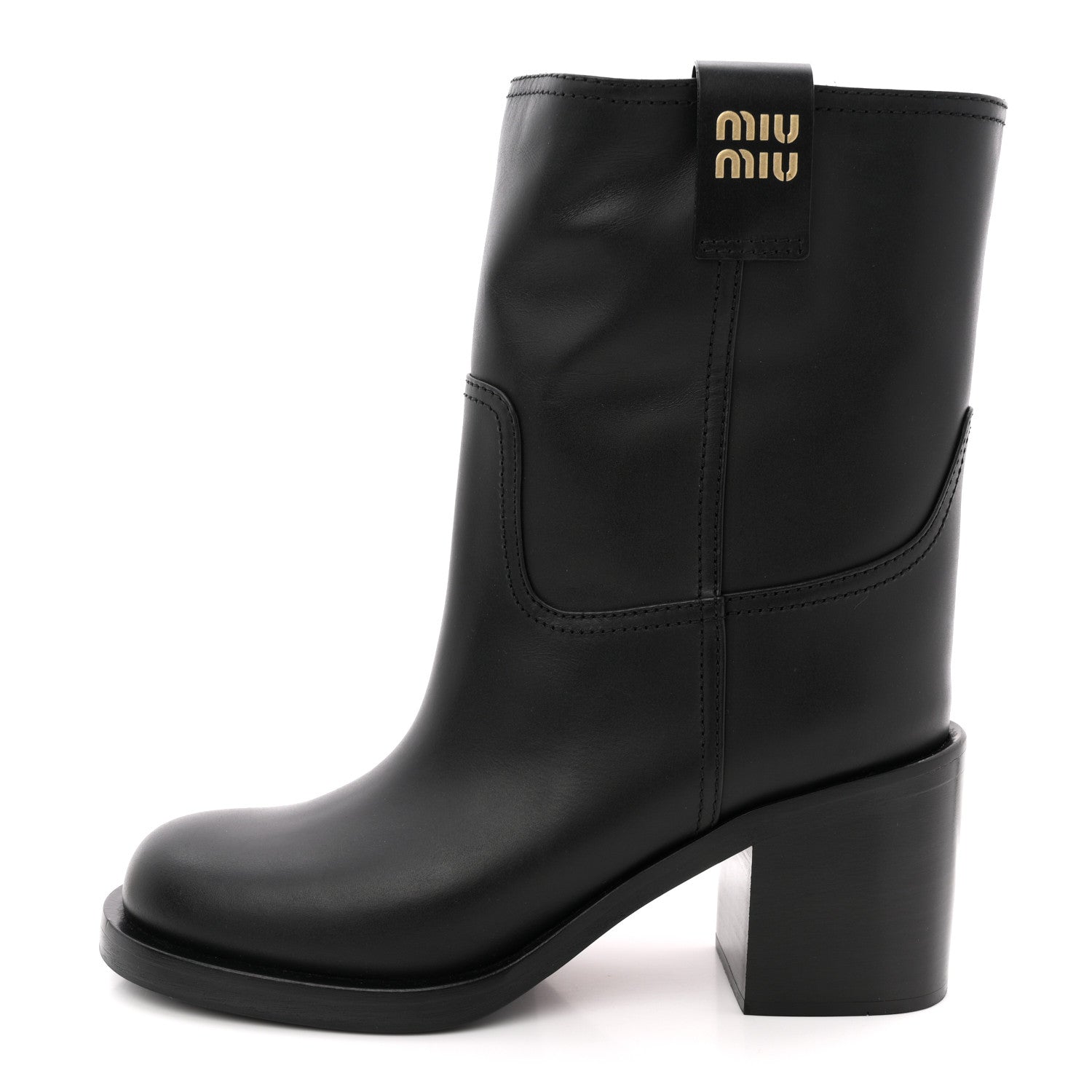 Miu Miu Calfskin Short Moto Boots 37 Black