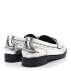Fendi Metallic Vitello Womens Baguette Loafers 38 Argento