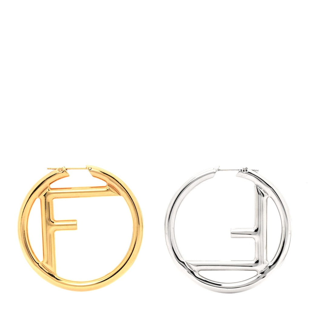 Fendi Metal FF Hoop Earrings Gold Silver
