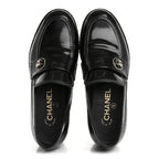 Chanel Shiny Calfskin Platform Loafers 37 Black