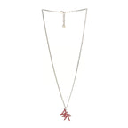 Christian Dior X SHAWN STUSSY Crystal Logo Pendant Necklace Red