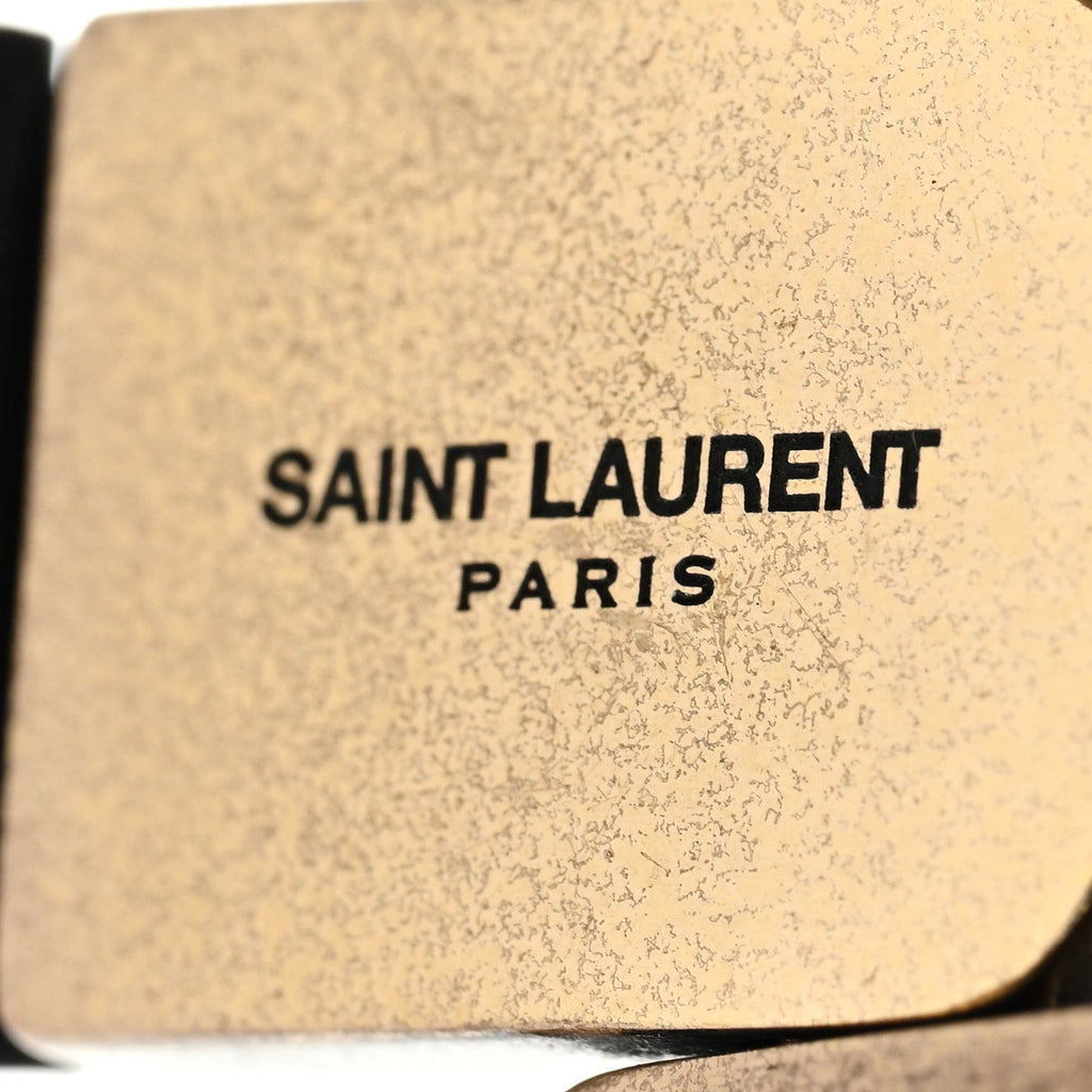 Saint Laurent Metal Wood Rivet Bangle Bracelet S Bronze Marron