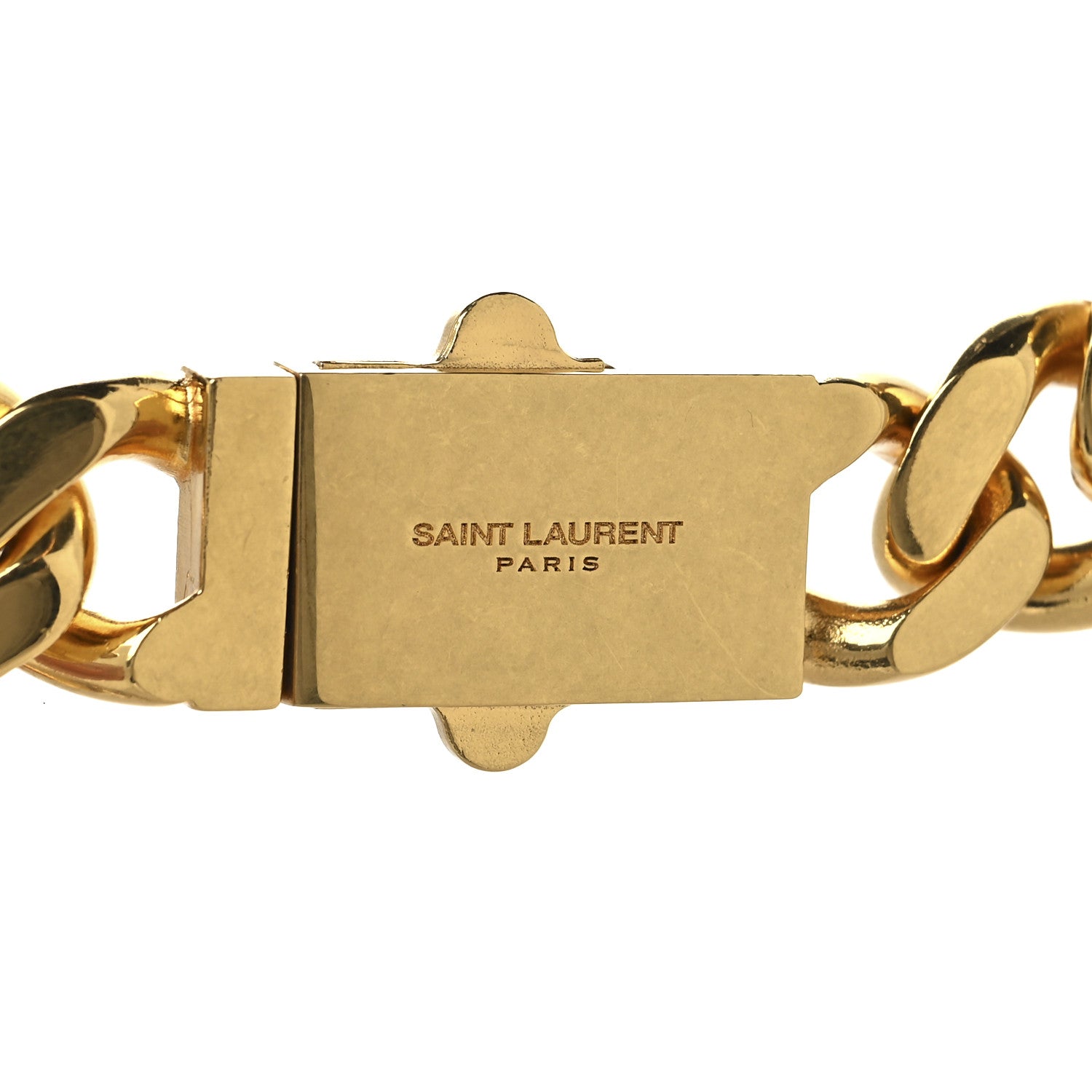 Saint Laurent Metal Curb Chain Necklace Gold Silver