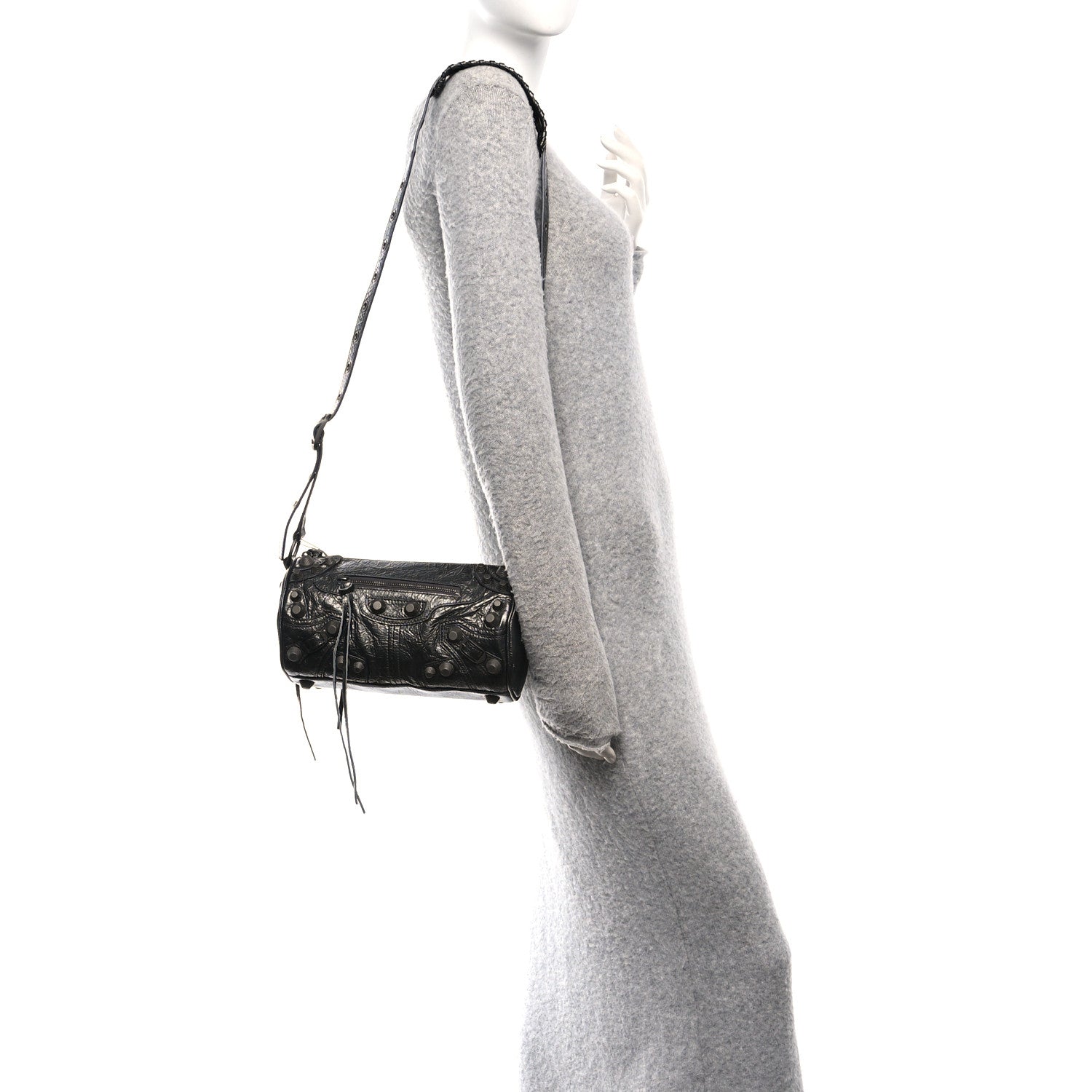 Balenciaga Agneau Arena Le Cagole Cylinder Bag Steel Grey