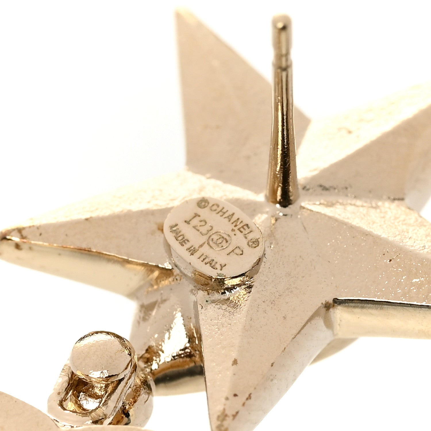 Chanel Crystal CC Star Drop Earrings Gold Blue Pink