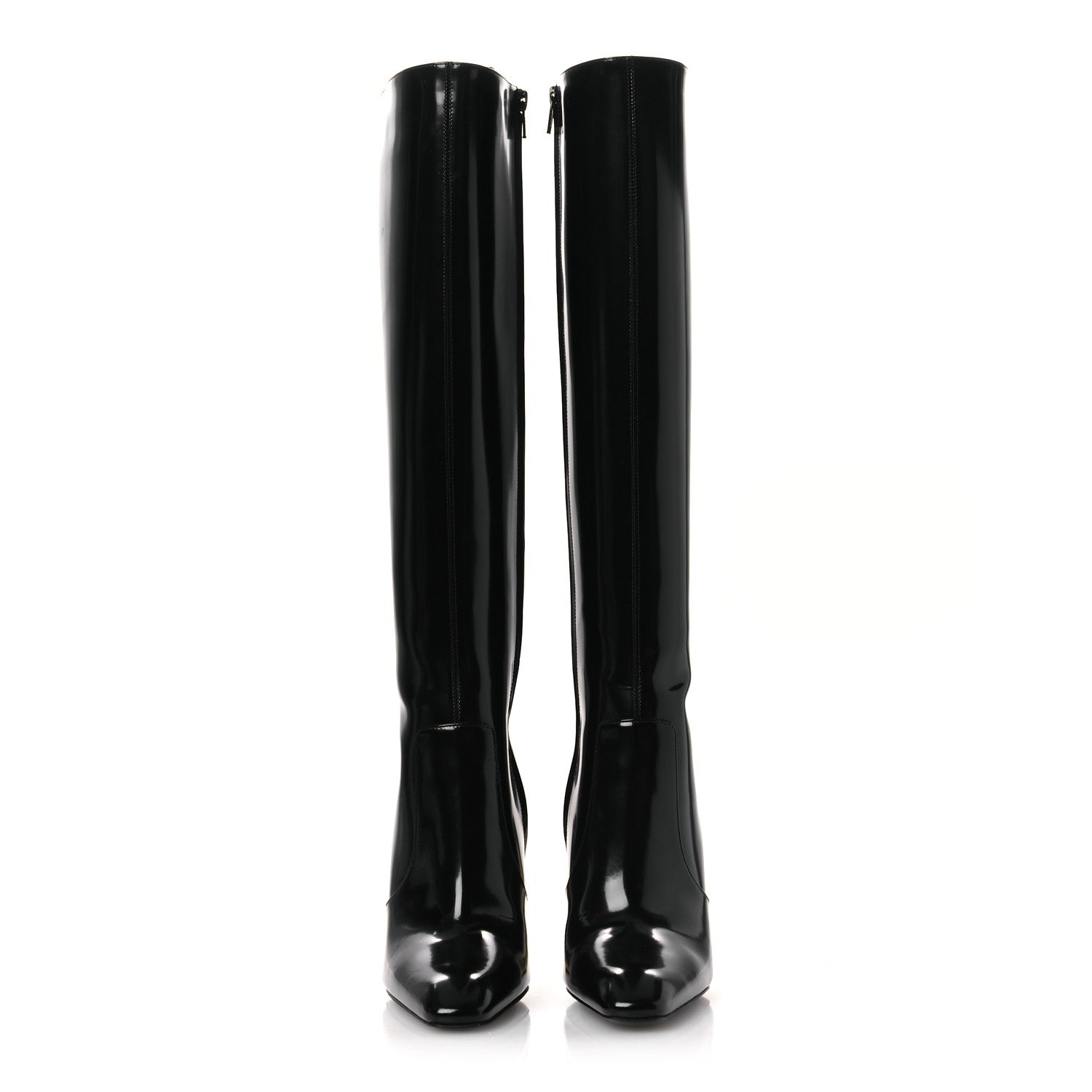 Saint Laurent Glazed Calfskin Auteuil 105mm Zip Boots 38 Black
