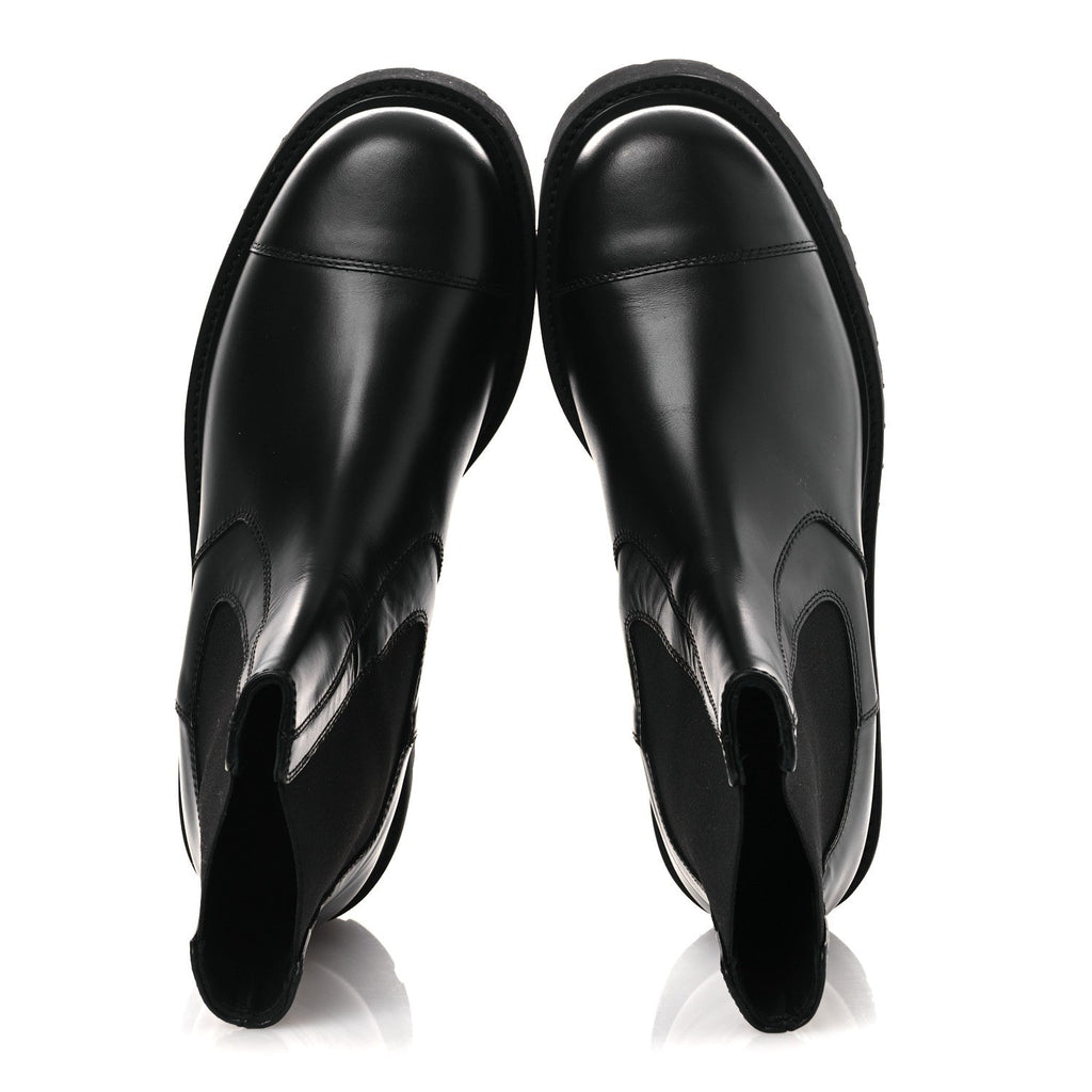 Chanel Calfskin Cap Toe CC Short Boots 41 Black