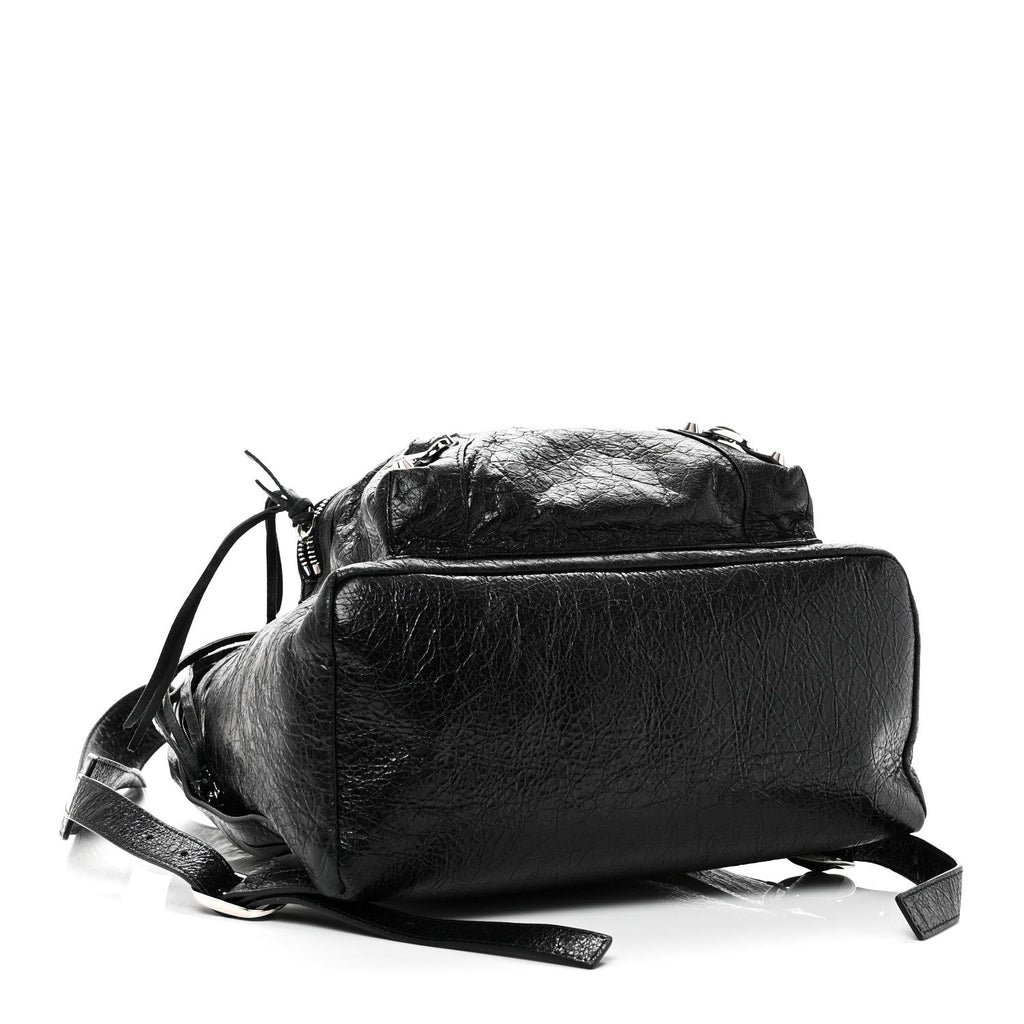 Balenciaga Agneau Classic Silver Hardware Backpack Black